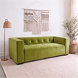 Holland Minimalist Modern Velvet Sofa with Structured Tufted Back in Olive Green
