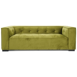 Holland Minimalist Modern Velvet Sofa with Structured Tufted Back in Olive Green