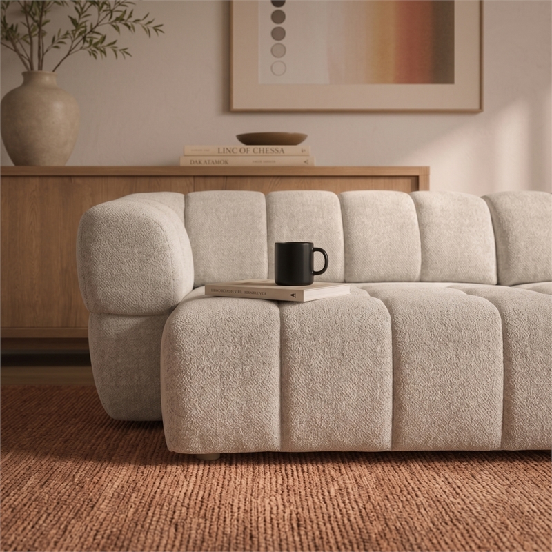 Stamford Power Slider Comfort Modern Sofa with Durable Wood Frame & Soft Chenille Fabric in Light Brown