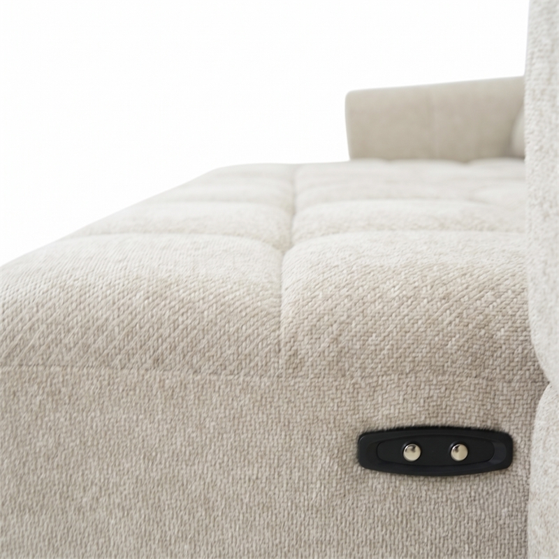 Stamford Power Slider Comfort Modern Sofa with Durable Wood Frame & Soft Chenille Fabric in Light Brown