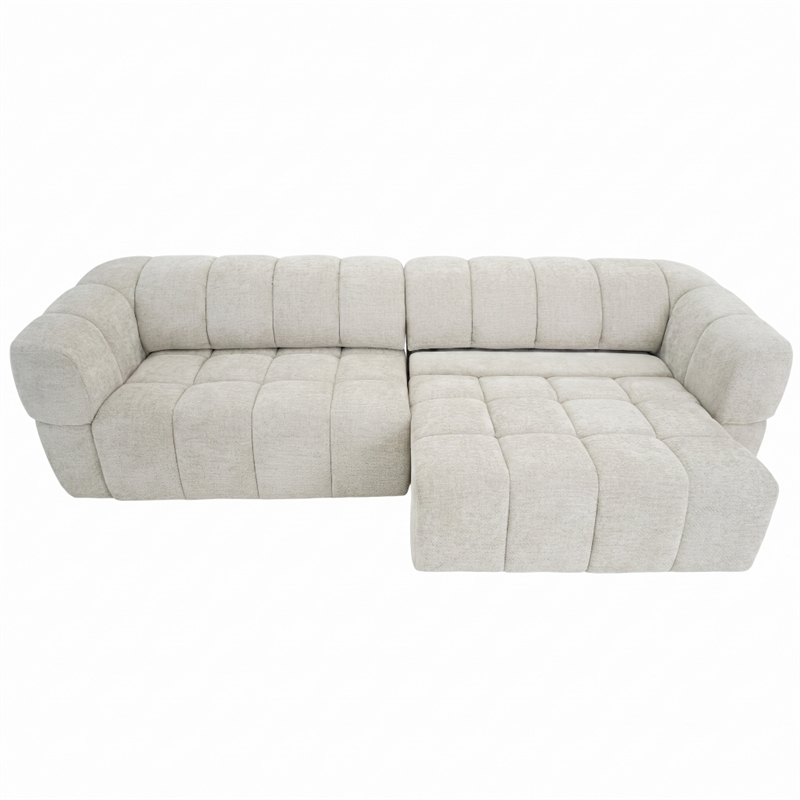 Stamford Power Slider Comfort Modern Sofa with Durable Wood Frame & Soft Chenille Fabric in Light Brown