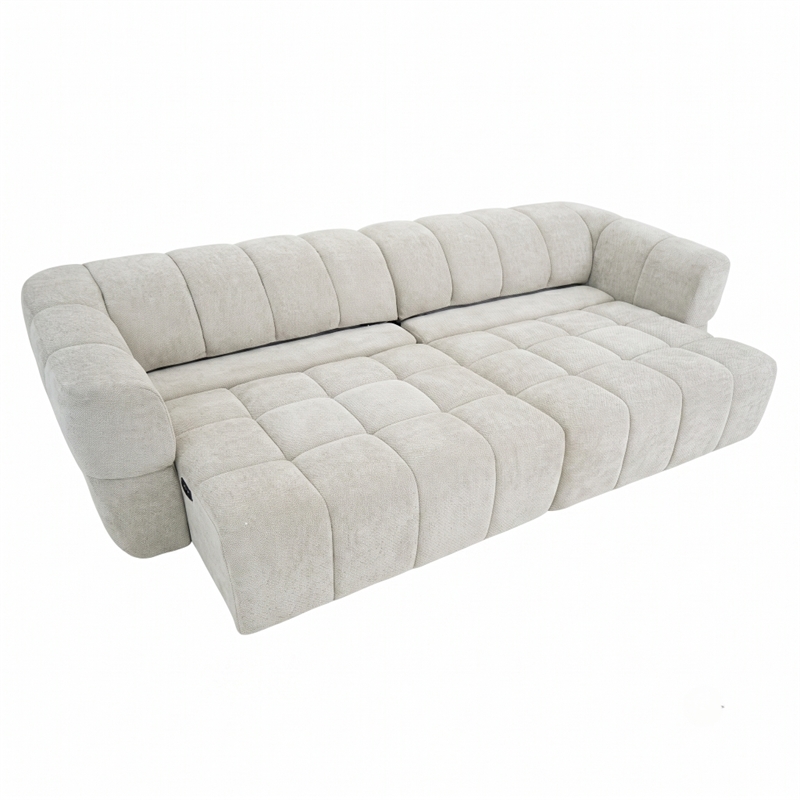 Stamford Power Slider Comfort Modern Sofa with Durable Wood Frame & Soft Chenille Fabric in Light Brown