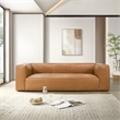Pattison Mid-Century Modern Rectangular Genuine Leather Sofa with Tight Back in Tan