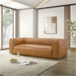 Pattison Mid-Century Modern Rectangular Genuine Leather Sofa with Tight Back in Tan