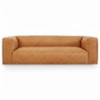 Pattison Mid-Century Modern Rectangular Genuine Leather Sofa with Tight Back in Tan