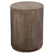 Drum Gray Wash Mango Wood Round End Table.