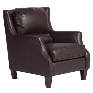 Porter Designs Garnett Crackle Leather Club Accent Chair - Espresso Brown