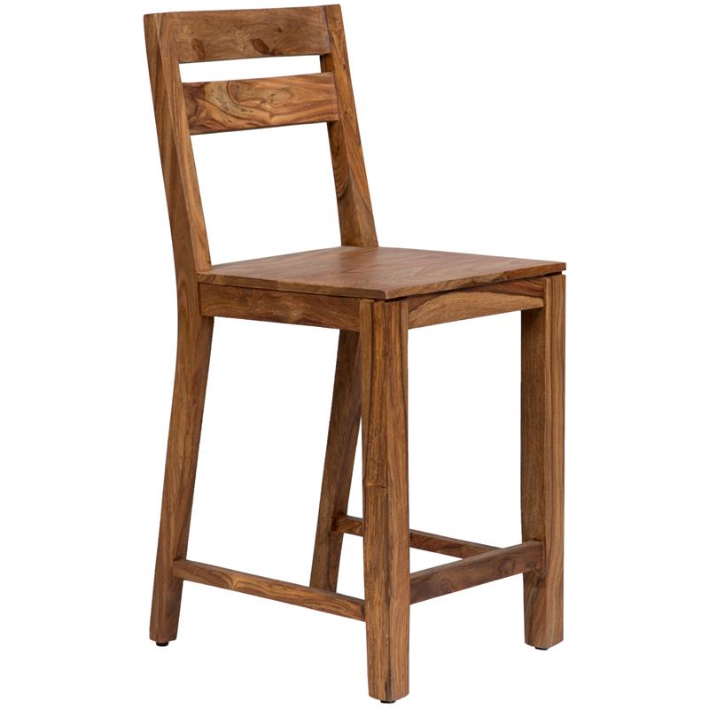 Urban Mid-Century Modern Sheesham Counter Height Chair in Brown (Set of 2)