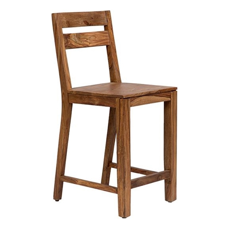 Urban Mid-Century Modern Sheesham Counter Height Chair in Brown (Set of 2)
