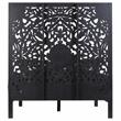 Bali Hand Carved Floral Queen Bed - Black