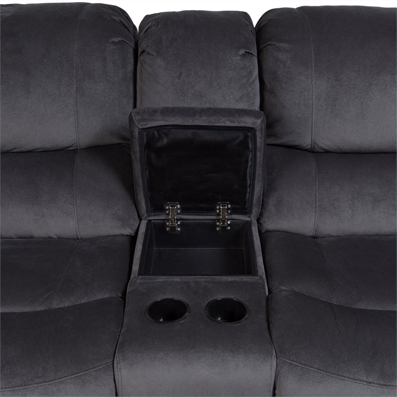 Ramsey Transitional Reclining Gliding Console Loveseat - Steel Blue
