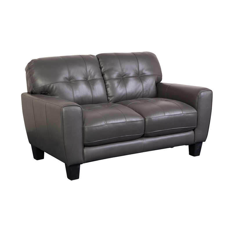 Penner Top Grain Leather Loveseat - Gray