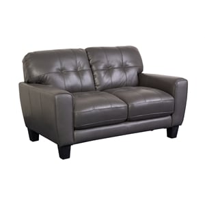 Penner Top Grain Leather Loveseat - Gray