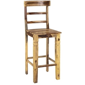 Porter Designs Taos Solid Sheesham Ladderback 30&quot Bar Chair Natural  (Set of 2)
