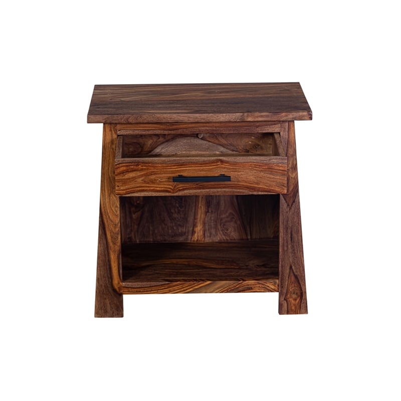 Porter Designs Kalispell Sheesham Solid Wood 1-Drawer Bedroom Nightstand in Harvest