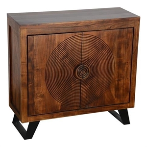 Spiral Solid Mango Wood Two Door Cabinet.