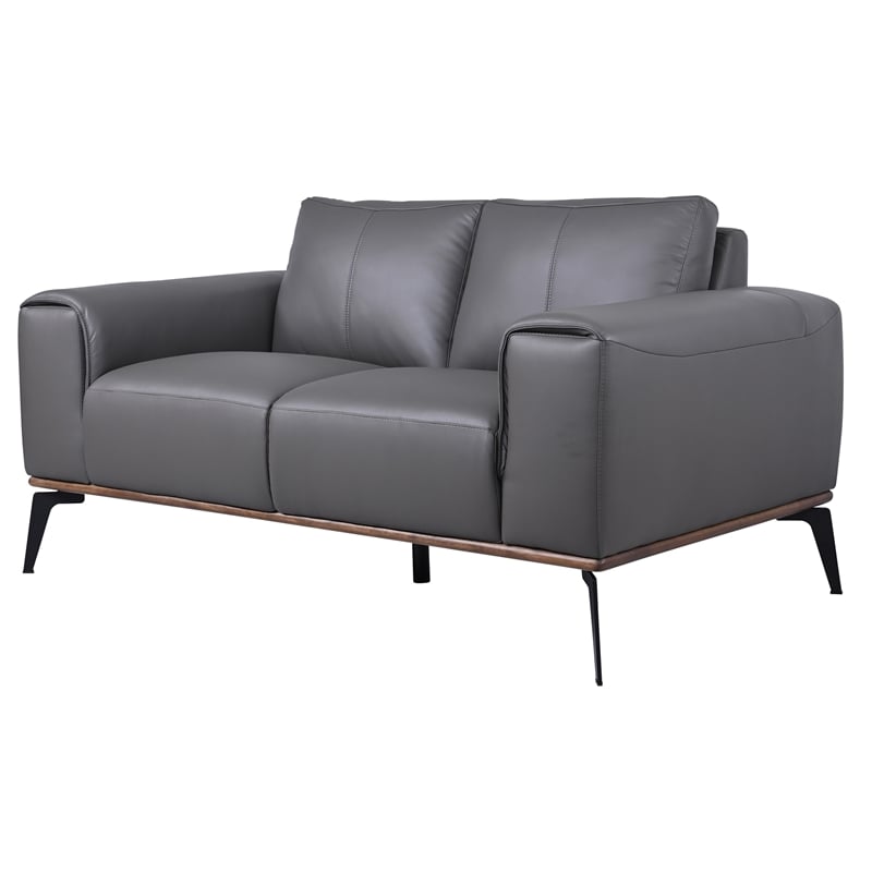 Porter Designs Pietro Top Grain Leather Loveseat - Gray