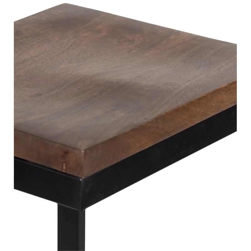 Porter Designs Cube Solid Wood & Metal Bar Stool in Brown