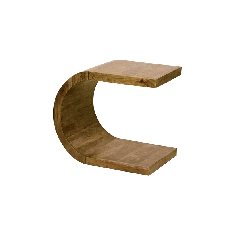 Porter Designs Ellipse Solid Acacia Wood End Table in Brown (Set of 2)