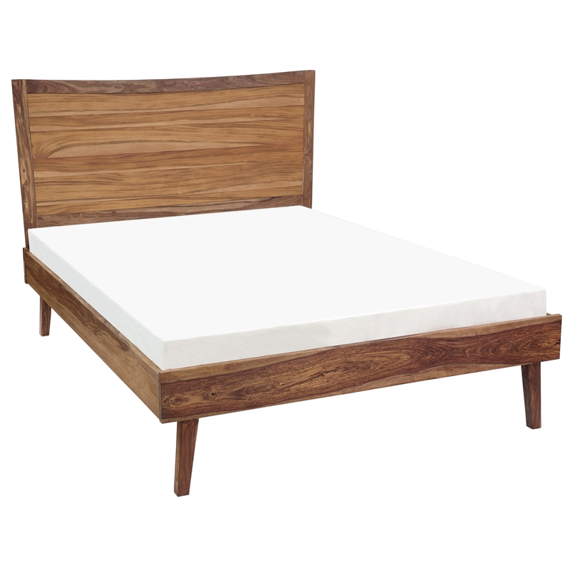Porter Designs Fusion Solid Wood King Size Bed with Flared Legs in Light Brown