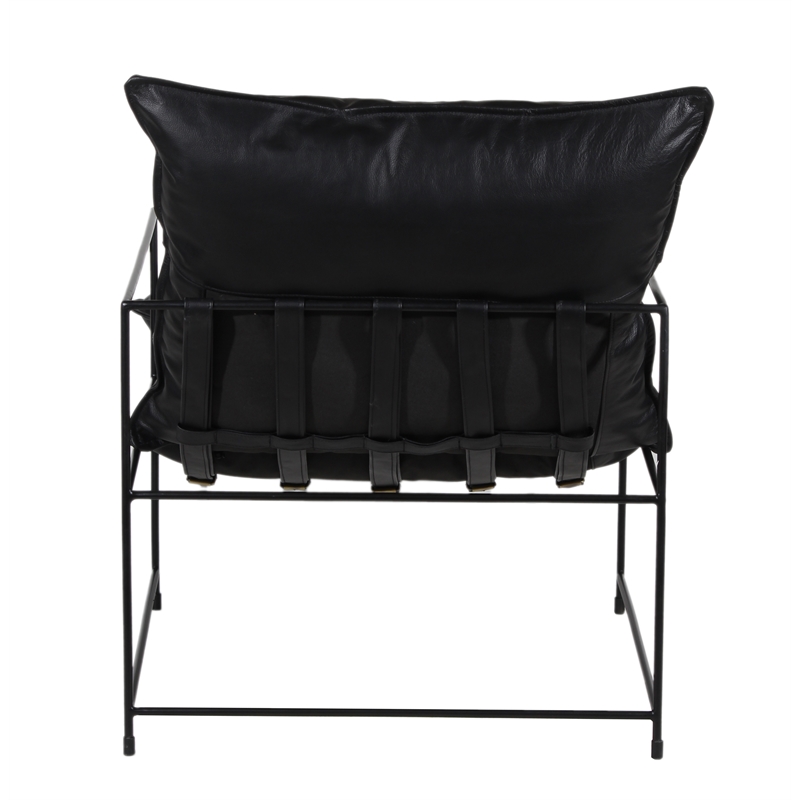 Porter Designs Hagen Leather & Iron Metal Accent Chair in Black