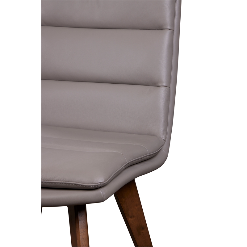 Porter Designs Castor Genuine Leather Dining Chair in Gray (Set of 2)