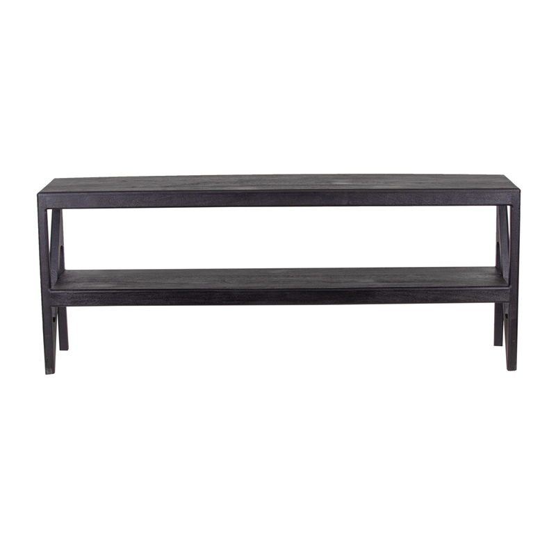 Porter Designs Canberra Solid Mango Wood TV Stand - Black