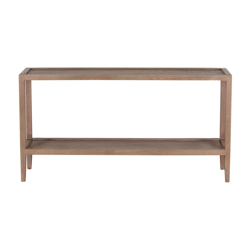 Porter Designs Lowell Solid White Oak Wood Console Table - Brown