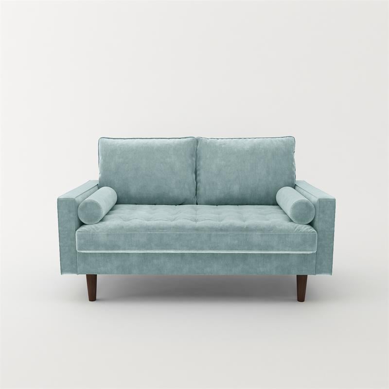 Kingway Furniture Velvet Genoa Living Room Loveseat In Grayish Cyan