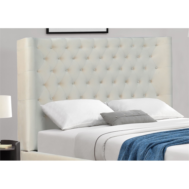 Kingway Furniture  Ceder Velvet Platform Calking Bed in Beige
