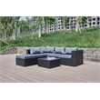 Kingway Furniture Venor Grey Wicker/Rattan Sectional with Glass top Coffee table
