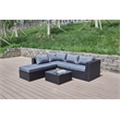 Kingway Furniture Venor Grey Wicker/Rattan Sectional with Glass top Coffee table