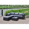 Kingway Furniture Venor Grey Wicker/Rattan Sectional with Glass top Coffee table