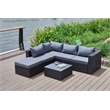 Kingway Furniture Venor Grey Wicker/Rattan Sectional with Glass top Coffee table