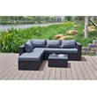 Kingway Furniture Venor Grey Wicker/Rattan Sectional with Glass top Coffee table