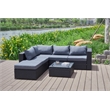 Kingway Furniture Venor Grey Wicker/Rattan Sectional with Glass top Coffee table
