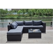 Kingway Furniture Venor Grey Wicker/Rattan Sectional with Glass top Coffee table