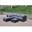 Kingway Furniture Venor Grey Wicker/Rattan Sectional with Glass top Coffee table