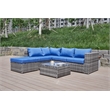 Kingway Furniture Venor Blue Wicker/Rattan Sectional with Glass top Coffee table