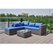 Kingway Furniture Venor Blue Wicker/Rattan Sectional with Glass top Coffee table