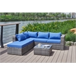 Kingway Furniture Venor Blue Wicker/Rattan Sectional with Glass top Coffee table