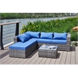 Kingway Furniture Venor Blue Wicker/Rattan Sectional with Glass top Coffee table