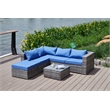 Kingway Furniture Venor Blue Wicker/Rattan Sectional with Glass top Coffee table