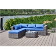 Kingway Furniture Venor Blue Wicker/Rattan Sectional with Glass top Coffee table