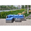 Kingway Furniture Venor Blue Wicker/Rattan Sectional with Glass top Coffee table