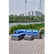 Kingway Furniture Venor Blue Wicker/Rattan Sectional with Glass top Coffee table