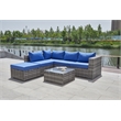Kingway Furniture Venor Blue Wicker/Rattan Sectional with Glass top Coffee table