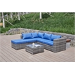 Kingway Furniture Venor Blue Wicker/Rattan Sectional with Glass top Coffee table