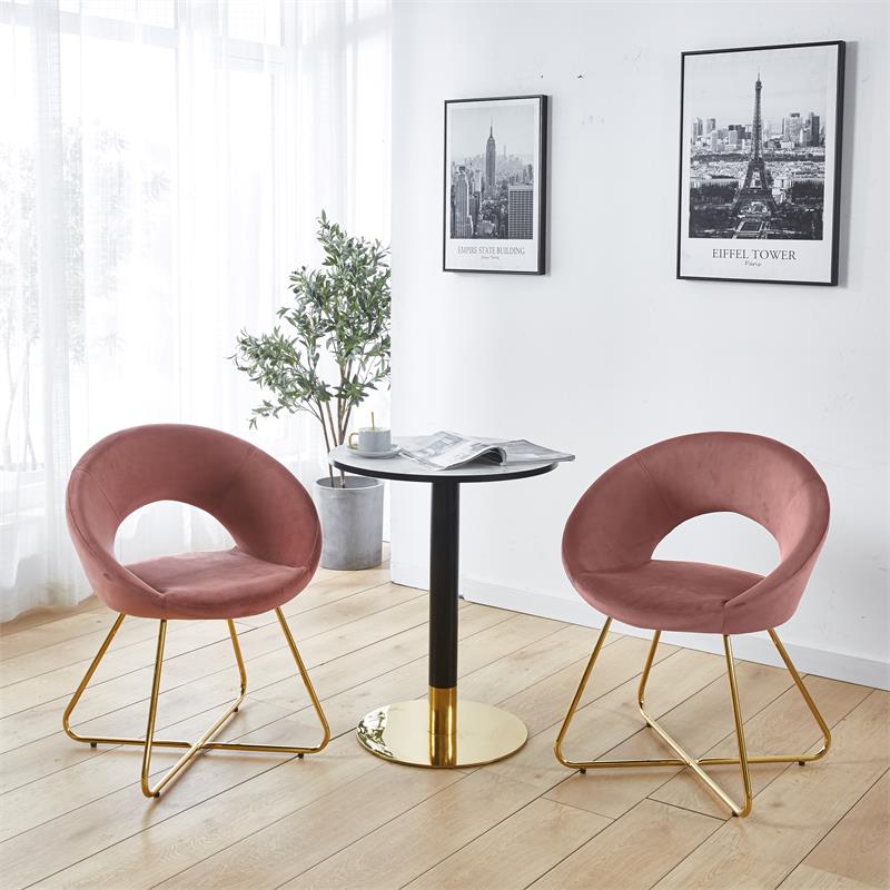 Kingway Furniture Trancy Velvet 2-PC Accent Chair in Pink