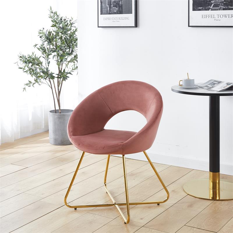 Kingway Furniture Trancy Velvet 2-PC Accent Chair in Pink